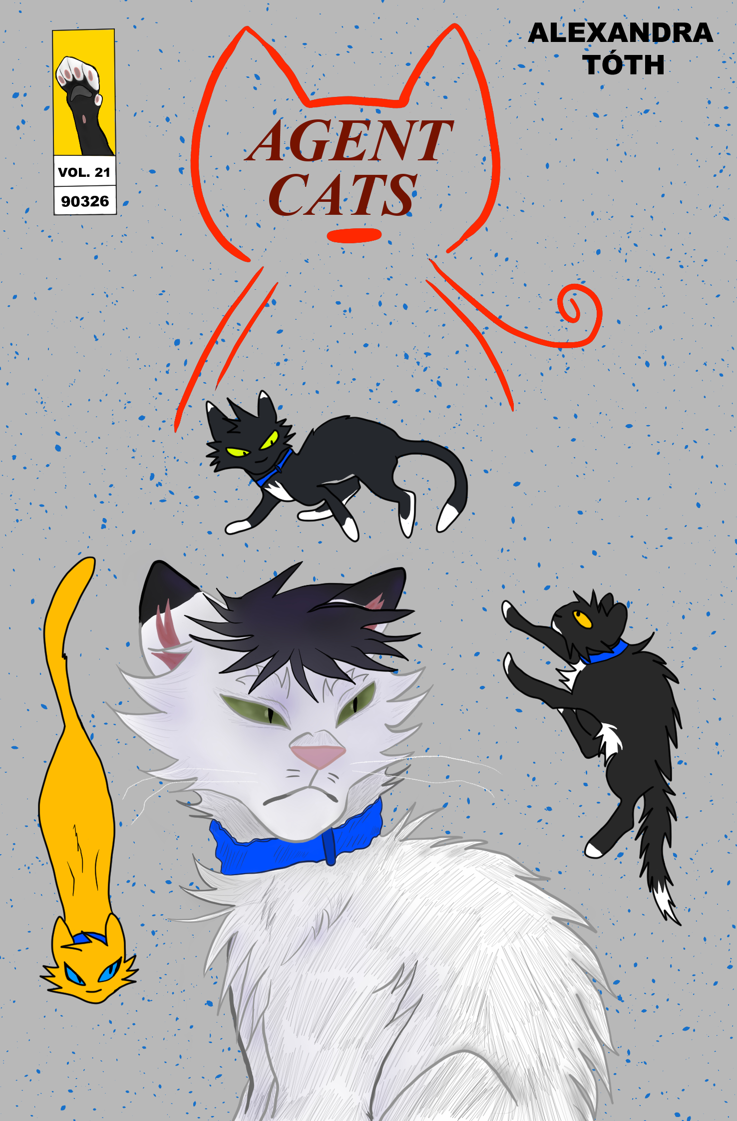 Digital Agent Cats cover concept featuring Indo, Honey, Star, and Mike